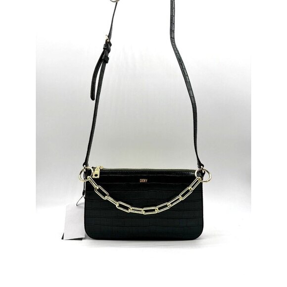 DKNY Lexi textured double shoulder crossbody bag - GREEN - Picture 4 of 10